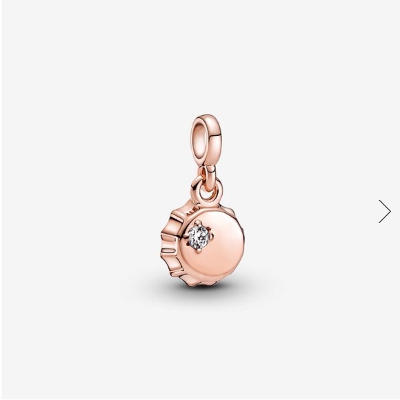 Pandora lucky bottle cap ring set! 14K gold plated and 925 silver Size 7 US - Picture 11 of 14